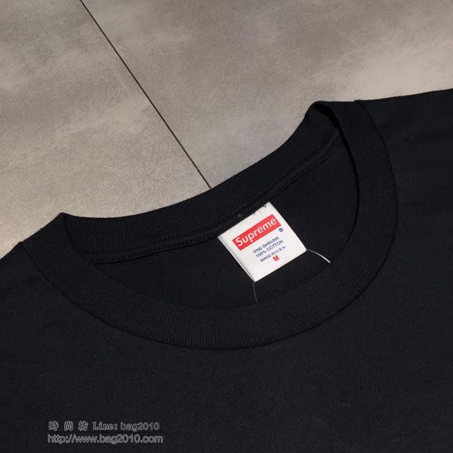 Supreme黑色T恤 19春夏新款 施華洛世奇鑽 Supreme男短袖衣  tzy1814